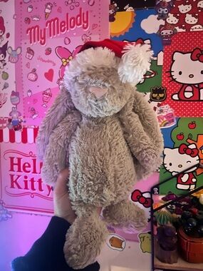 Jellycat Beige Plush Bunny with Red Santa Hat